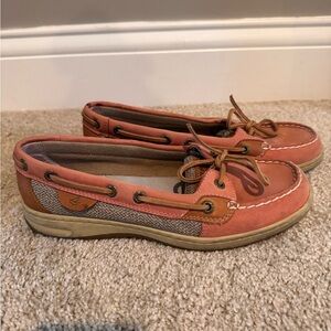 Sperry Coral/Tan Boat Shoes Size 7.5